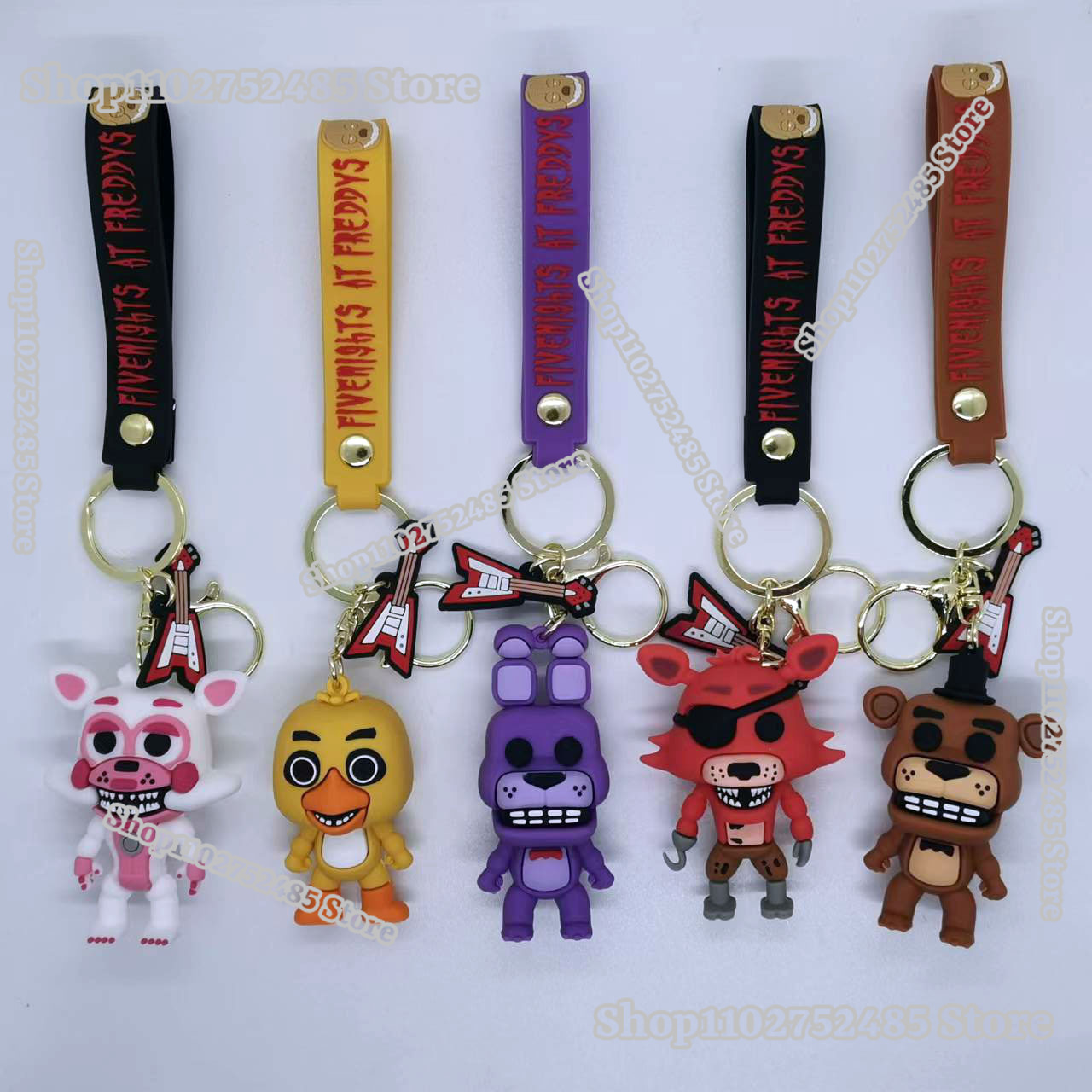 Car Accessories Oman - 5개입 만화 애니메이션 FNAF 피규어 키체인