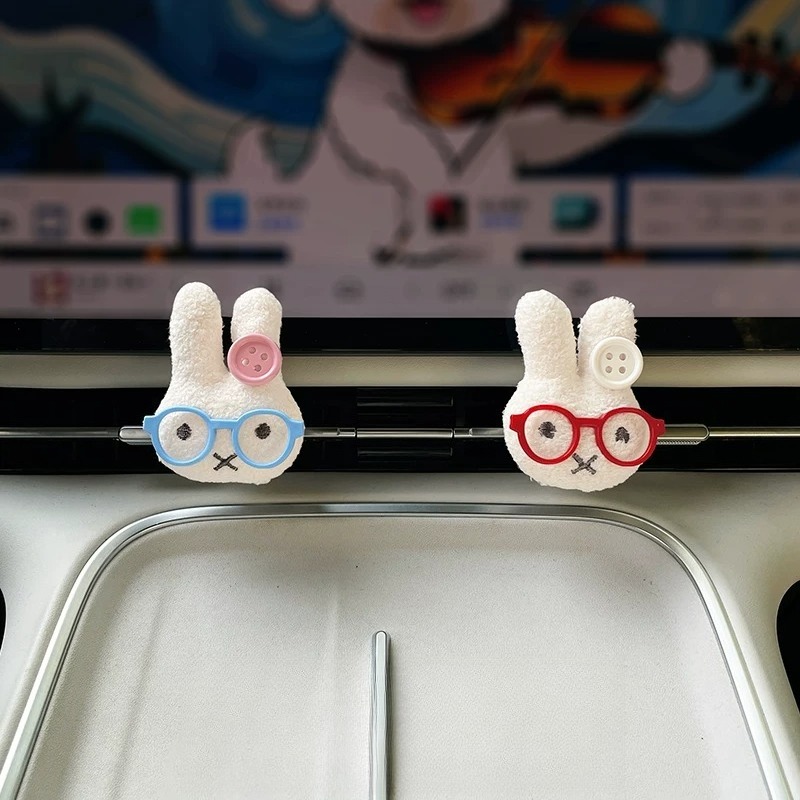 Car Fragrance Diffuser - 안경을 쓴 귀여운 토끼 자동차 에어벤트