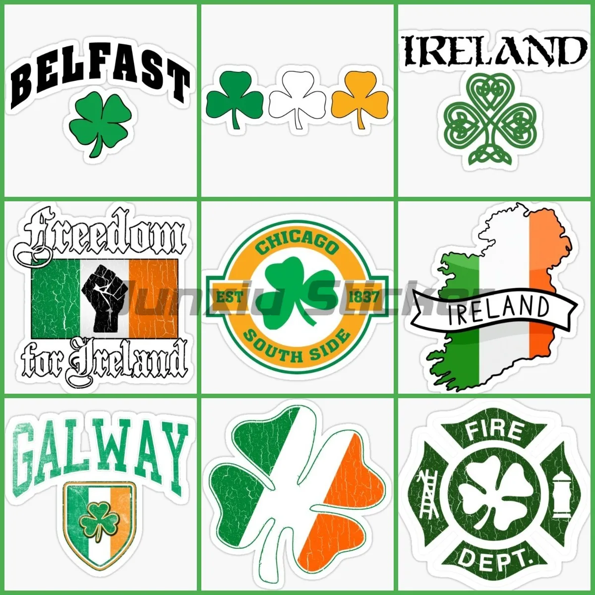 Car Accessories Ireland - IRL 아일랜드 국기지도 네 잎 클로버