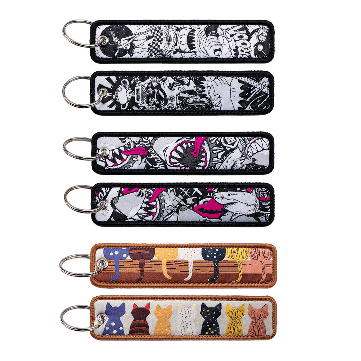 1PC 애니메이션 상어 고양이 자수 키홀더 멋진 명언  - Car Accessories Quotation 리뷰 및 가격