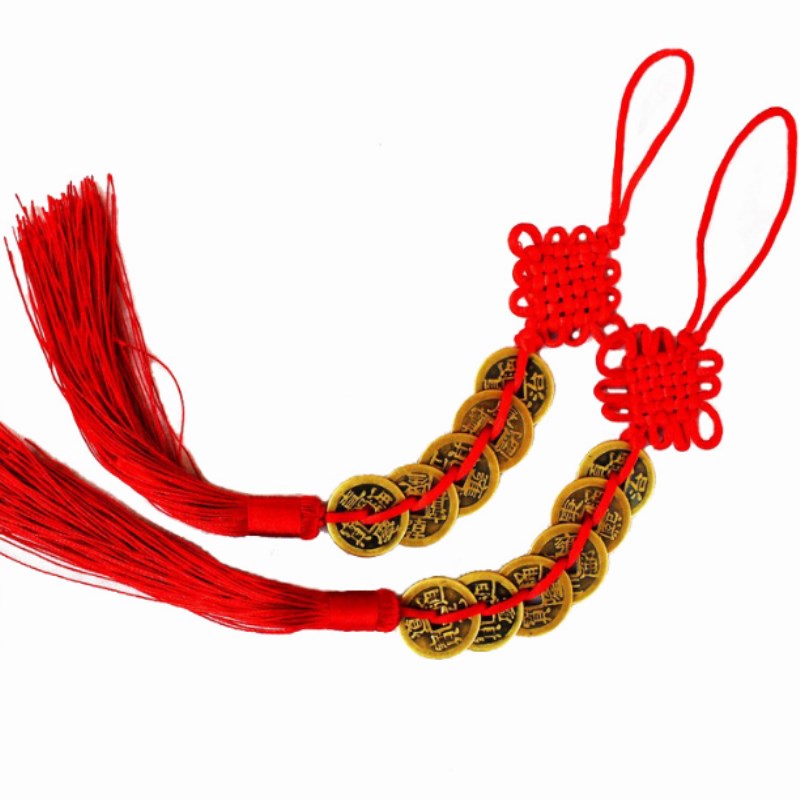 풍수 동전 장식품 붉은 중국 매듭 자동차 펜던트 전통  - Car Accessories Oman 리뷰 및 가격