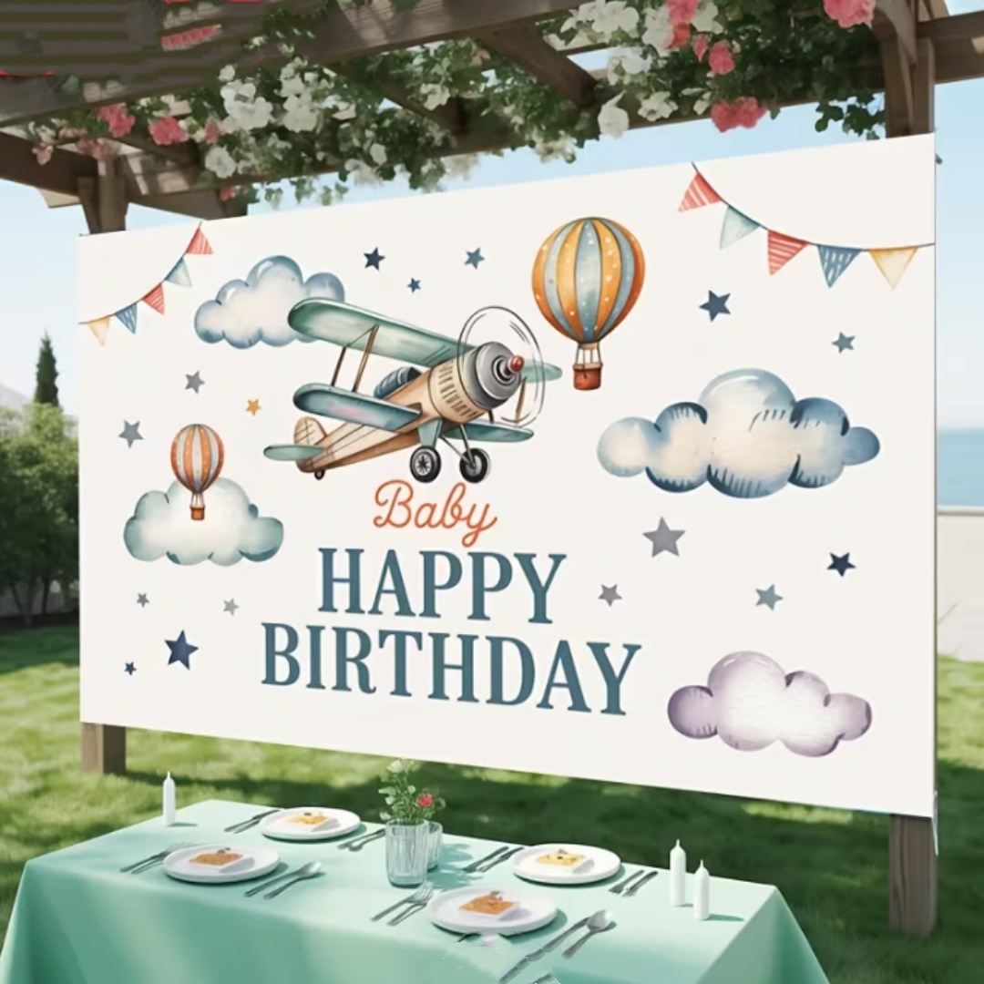 비행기 테마 어린이 생일 배경 항공인 모험 항공기 배너 - Car Accessories Banner 리뷰 및 가격