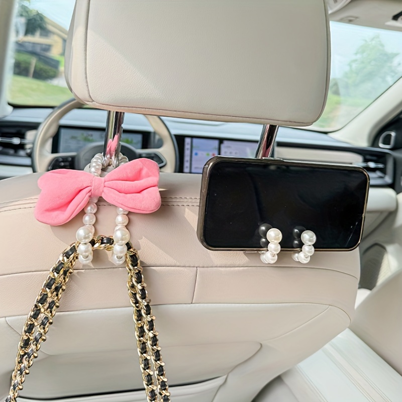 2pcs 자동차 뒷좌석 후크 흰색 진주 귀여운 활 걸이 - Car Accessories Hanging 리뷰 및 가격