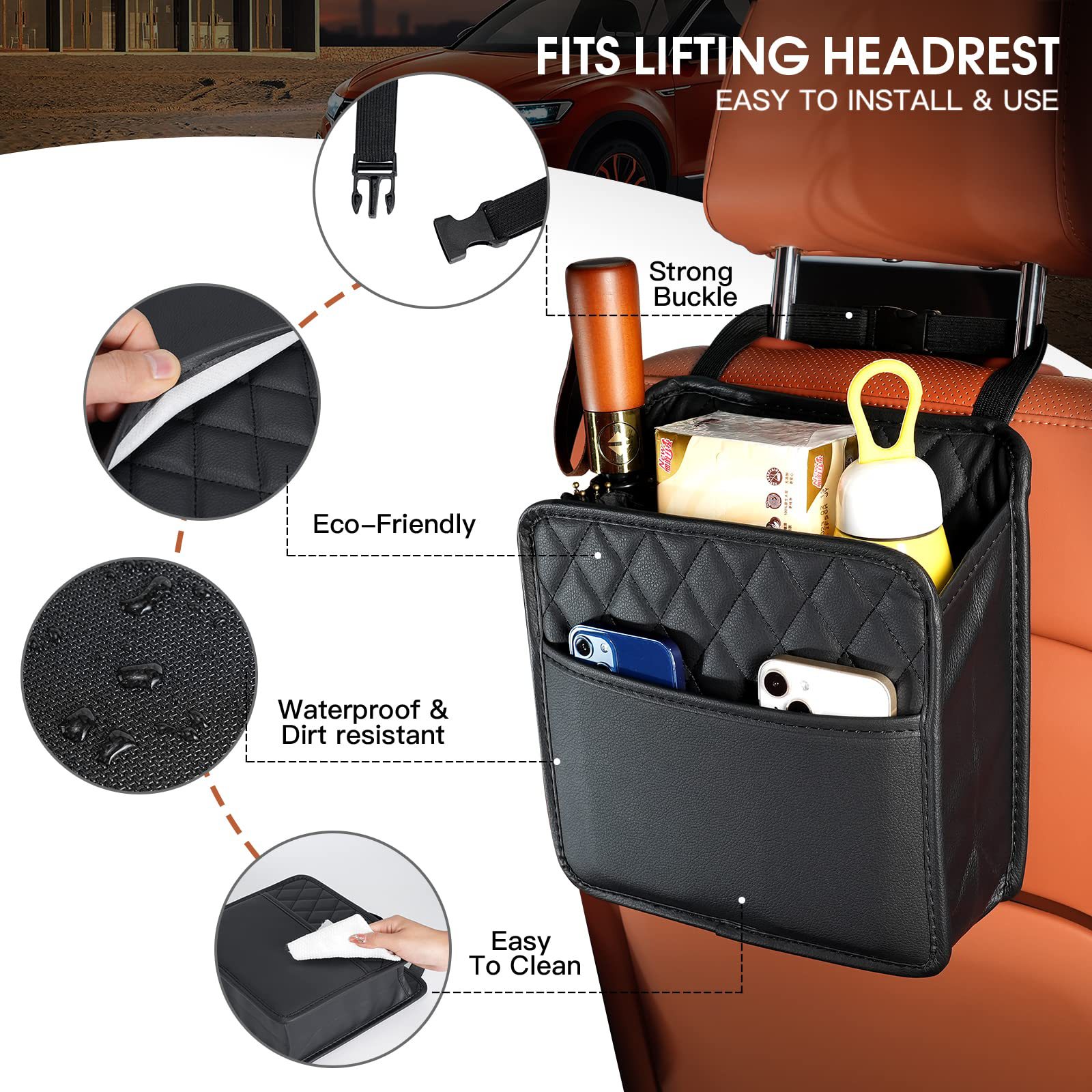 차량용 뒷좌석 수납 포켓, PU 가죽 다용도 자동차 시 - Car Accessories Hanging 리뷰 및 가격